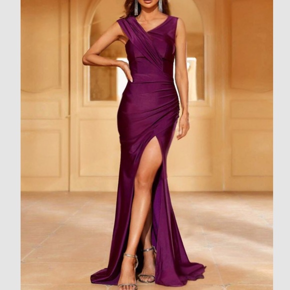 One Shoulder Ruched Wrap Hem Sequin Prom Dresses